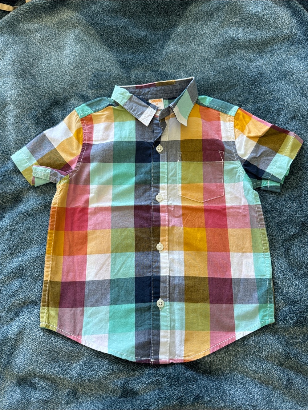 Gymboree Multicolor Plaid Short Sleeve Button-Up Shirt